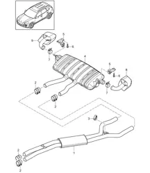 Exhaust system / Front silencer / Rear silencer / Tailpipe (PR:D34,0P0, 0P3,0P6) Cayenne 92A (958) 3.6L 2011-18
