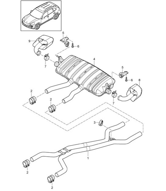 Diagram 202-057 Porsche Cayman 987C / 981C (2005-2016) Brandstofsysteem, uitlaatsysteem