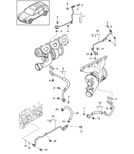 Diagram 202-062 Porsche Boxster 986 2.7L 1999-02 Fuel System, Exhaust System