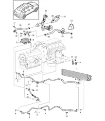 Tiptronic / Transmissieoliekoeler / Koelvloeistofkoelsysteem / Olieleiding (PR:D6V,D58, DT1,DT5,G1G) Cayenne 92A (958) 4.8L 2011-18