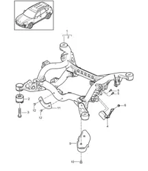 Hinterachse / Fahrschemel / Leuchtweitenregulierung / Niveausensor / Steinschlagschutz (PR:1BA,1BW, 1BK,1BH,1BZ) Cayenne 92A (958) >>2014