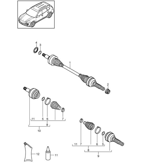 Diagram 501-010 Porsche 996 (911) (1997-2005) Hinterachse
