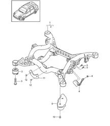 Hinterachse / Fahrschemel / Leuchtweitenregulierung / Adaptives Fahrwerk / Steinschlagschutz Cayenne 92A (958) 2015>>