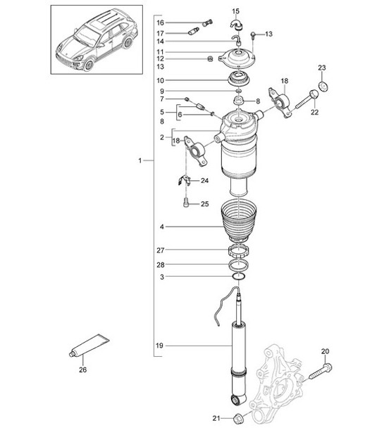 Diagram 502-005 Porsche Cayman 718C (982C) 2017>> Asse posteriore
