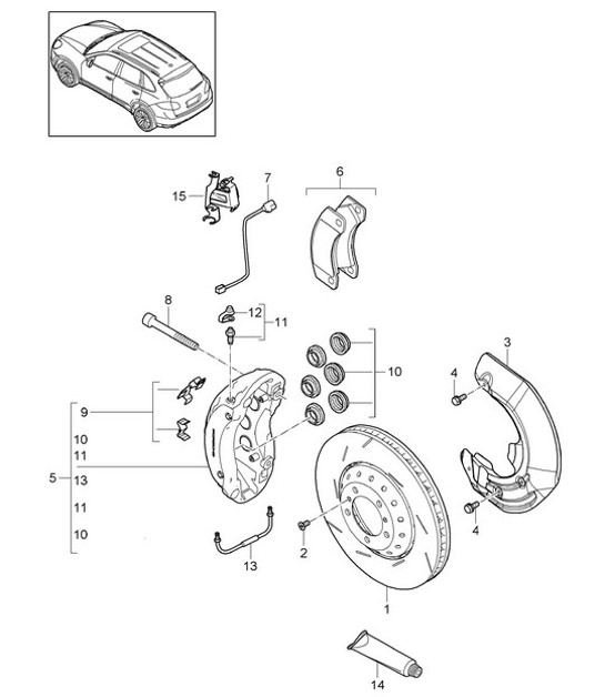 Diagram 602-000 Porsche 996 (911) (1997-2005) Wheels, Brakes