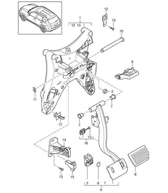 Diagram 702-002 Porsche 968 (1992-1995) 手柄系统、踏板组 
