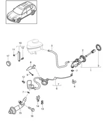 Clutch actuation / Clutch master cylinder / Clutch tube (PR:G0L, 6-speed Manual) Cayenne 92A (958) >>2014