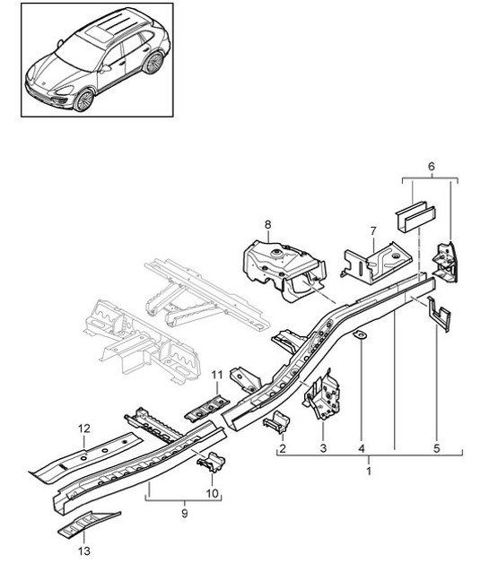 Diagram 801-025 Porsche 991 (911) MK2 2016-2019 Carrosserie