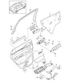 Door panel with: Damping - REAR - Cayenne 92A (958) 2011-18