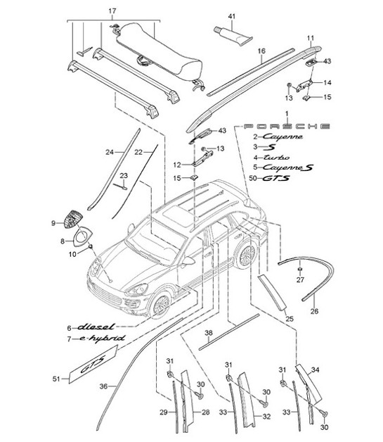 Diagram 810-002 Porsche Macan (95B) MK1 (2014-2018) Karosserie
