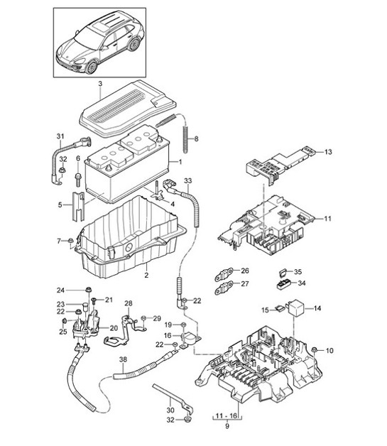 Diagram 902-004 Porsche Cayman 718 2.0L Manual (300 Bhp) Elektrische Ausrüstung