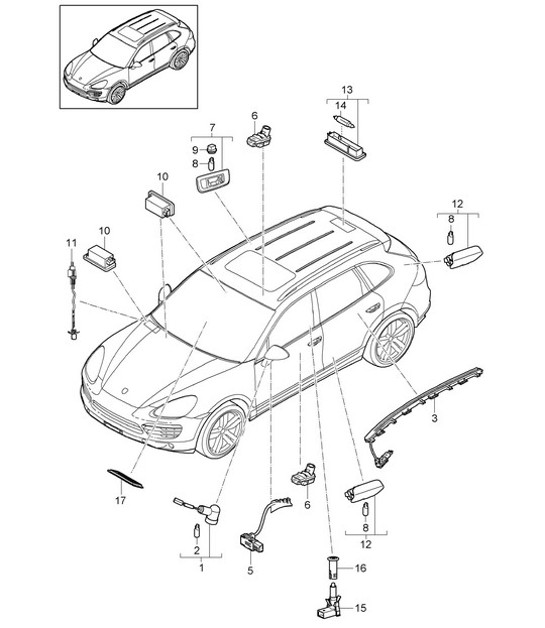 Diagram 903-002 Porsche Cayman GT4 3.8L 2015-16 Electrical equipment