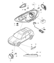 Faros / Repetidor de intermitentes / Faros antiniebla (PR:8BB,8BF, 8BR) Cayenne >>2014