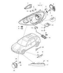 Faros / Repetidor de intermitentes / Faros antiniebla (PR:-8BB, -8BF,-8BR, -8BC,-8BZ, -8JD) Cayenne 92A (958) >>2014