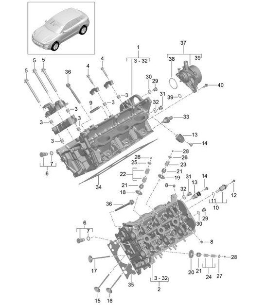 Diagram 103-000 Porsche Boxster GTS 718 4.0L Schaltgetriebe (400 PS) Motor