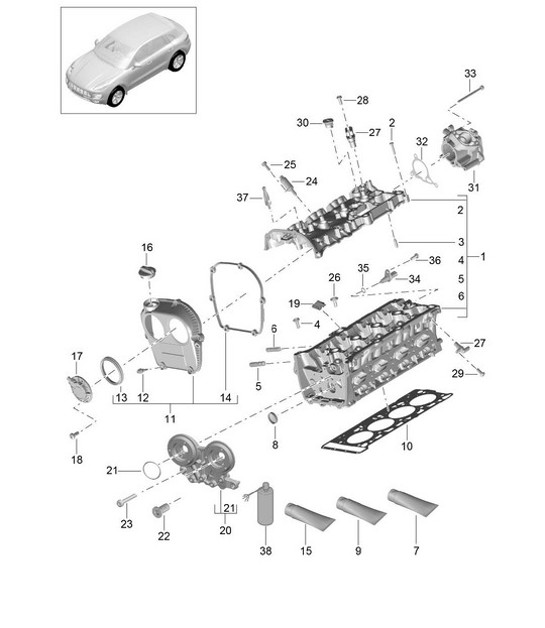 Diagram 103-010 Porsche Macan (95B) MK1 (2014-2018) Engine