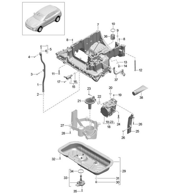 Diagram 104-040 Porsche Boxster S 986 3.2L 1999-02 引擎