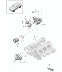 Bomba de refrigerante / Caja de termostato (Modelo: CTMA,CTM, CTLA,CTL, DCNA,DCN, DHKA,DHK) 95B.1 Macan 3.0L / 3.6L 2014-18
