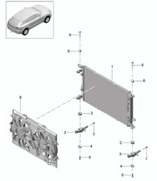 Système de refroidissement du liquide de refroidissement / Refroidisseur pour liquide de refroidissement (Modèle : CNCC,CNC, CYNA,CYPA, CYP,CYNB+ PR:B0N) 95B.1 Macan 2.0L 2014-18