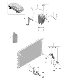 Système de refroidissement du liquide de refroidissement / Vase d'expansion du liquide de refroidissement (Modèle : CDUD, CTBA, CTBB, CTBC) 95B.1 Macan 3.0L Diesel 2014-18