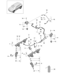 Fuel collection pipe / High-pressure injector / High pressure pump (Model: CTMA,CTM, CTLA,CTL, DCNA,DCN, DHKA,DHK) 95B.1 Macan 3.0L / 3.6L  2014-18