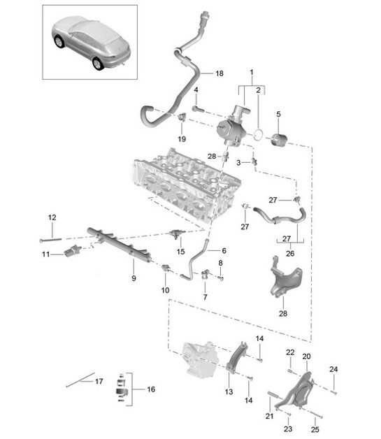 Diagram 107-050 Porsche Panamera 4S V6 涡轮增压 3.0L 4WD 行政版 