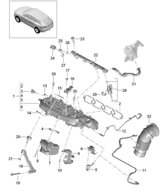 Diagram 107-067 Porsche Macan (95B) MK1 (2014-2018) Motor