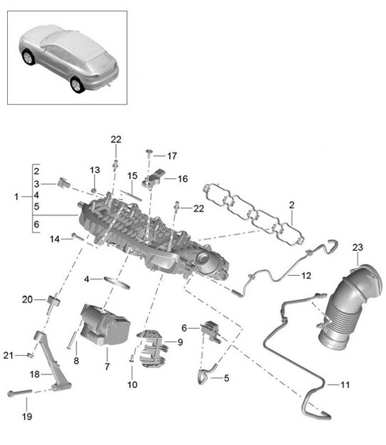 Diagram 107-068 Porsche Boxster GTS 718 4.0L 手动（400 马力） 引擎