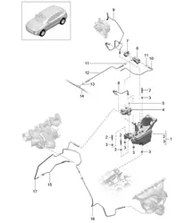 For models with charge air cooler / Vacuum reservoir / Control line / Pressure line (Model: CTMA,CTM, CTLA,CTL, DCNA,DCN, DHKA,DHK) 95B.1 Macan 3.0L / 3.6L 2014-18