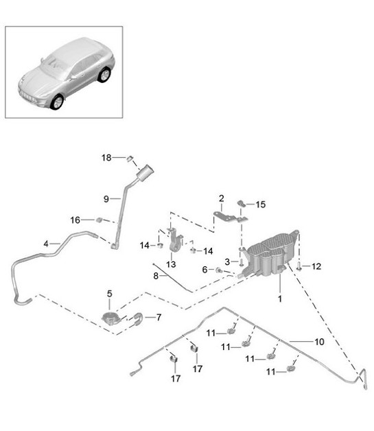 Diagram 201-060 Porsche Boxster 986/987/981 (1997-2016) Fuel System, Exhaust System