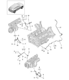 废气涡轮增压器回油管 (型号：CTMA、CTM、CTLA、CTL、DCNA、DCN、DHKA、DHK) 95B.1 Macan 3.0L / 3.6L 2014-18