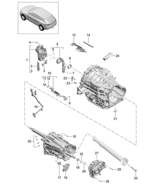 Diagram 340-001 Porsche Macan (95B) MK1 (2014-2018) Übertragung