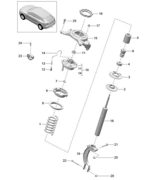 Diagram 402-000 Porsche 997 MK1 Carrera 4S 3.8L 2005-08 Assale anteriore, sterzo 