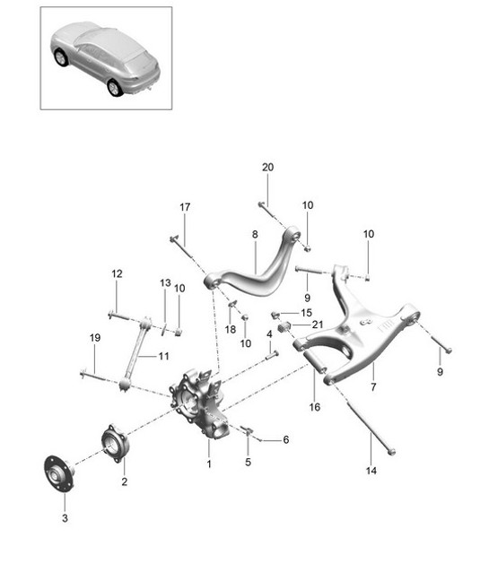 Diagram 501-000 Porsche Macan (95B) MK1 (2014-2018) Asse posteriore