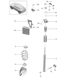 Suspension à ressort en acier / Jambe de suspension, complète (PR:1BA,1BH) 95B.1 Macan 2014-18