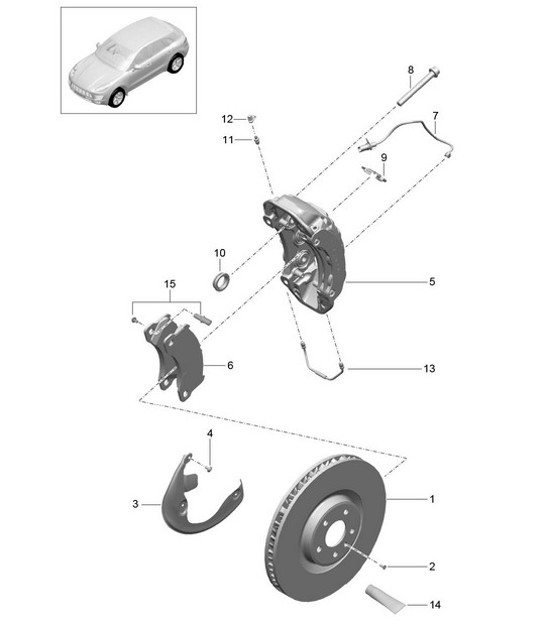 Diagram 602-000 Porsche Macan (95B) MK1 (2014-2018) Ruote, freni