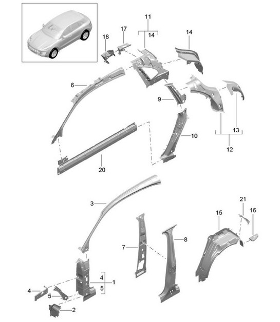 Diagram 801-050 Porsche Cayman S 3.4L 987C 2005-08 Body