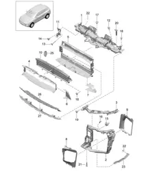 Portador / Enfriador de refrigerante / Guía de aire y portacerradura 95B.1 Macan 2014-18