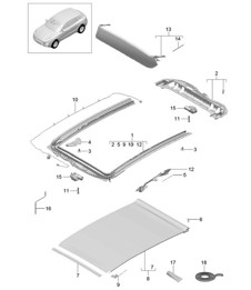 Glass roof / Frame / Accessories (PR:3FU) 95B.1 Macan 2014-18