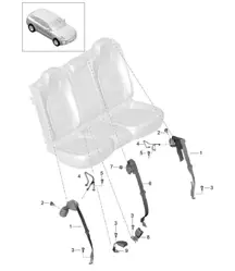 Three-point safety belt / Belt latch - REAR - 95B.1 Macan 2014-18