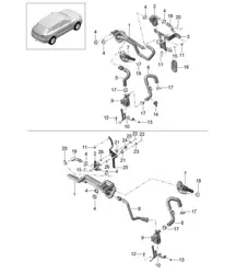 Chauffage / Tuyau d'alimentation / Conduite de retour (Modèle : basci, V6 BT PR:DU1,DU0) 95B.1 Macan 3.0L / 3.6L V6 BT Macan 2014-18