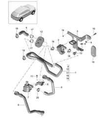 Chauffage, / climatisation. système / Tuyau d'alimentation / Conduite de retour (Modèle : basic, R4 TFSI PR:DM0,DQ5) 95B.1 Macan 2.0L R4 TFSI 2014-18