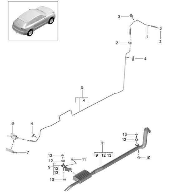 Standkachel / Brandstofsysteem en uitlaatsysteem 95B.1 Macan 2014-18
