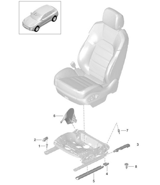 Zitrail / Afdekking / Bevestigingselement / Zitting 95B.1 Macan 2014-18