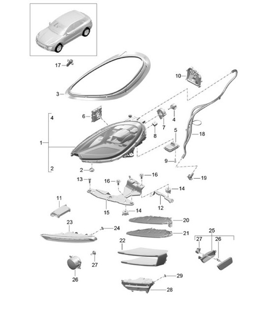 Diagram 905-001 Porsche Cayenne 9PA (955) 2003-2006 Electrical equipment