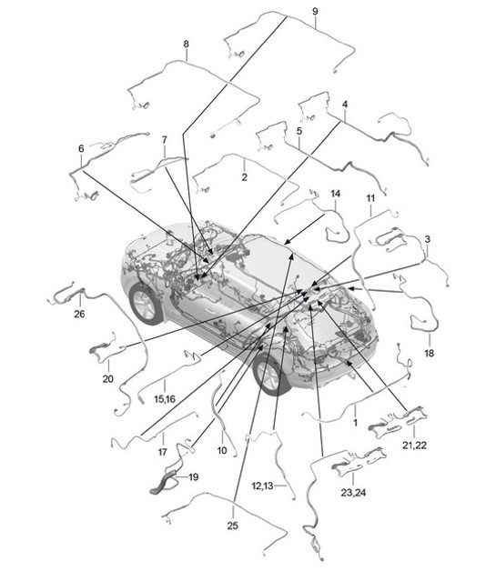 Diagram 911-012 Porsche Boxster 718 (982) 2017>> Electrical equipment