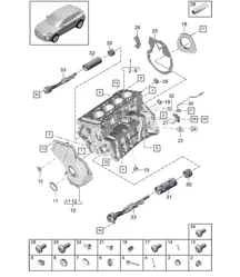 Carcasa del cárter / Piezas individuales - PR:T2G - 95B (II / III) Macan 2.0L 2019 - 2024