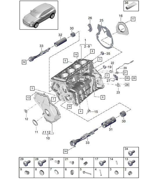 Diagram 101-120 Porsche 997 MK1 Carrera 2 3.6L 2005-08 Moteur