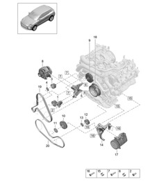 Amortiguador del tensor de correa Poly-V - Modelo: DLZ, DLZB, DGR, DGRB, DGR, DGRC - 95B (II / III) Macan 2.9L / 3.0L 2019 - 2024