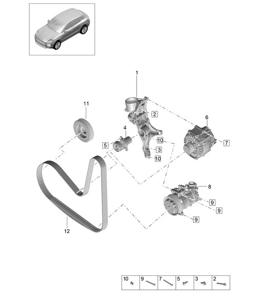 Diagram 102-220 Porsche 356 1950-55 Motore